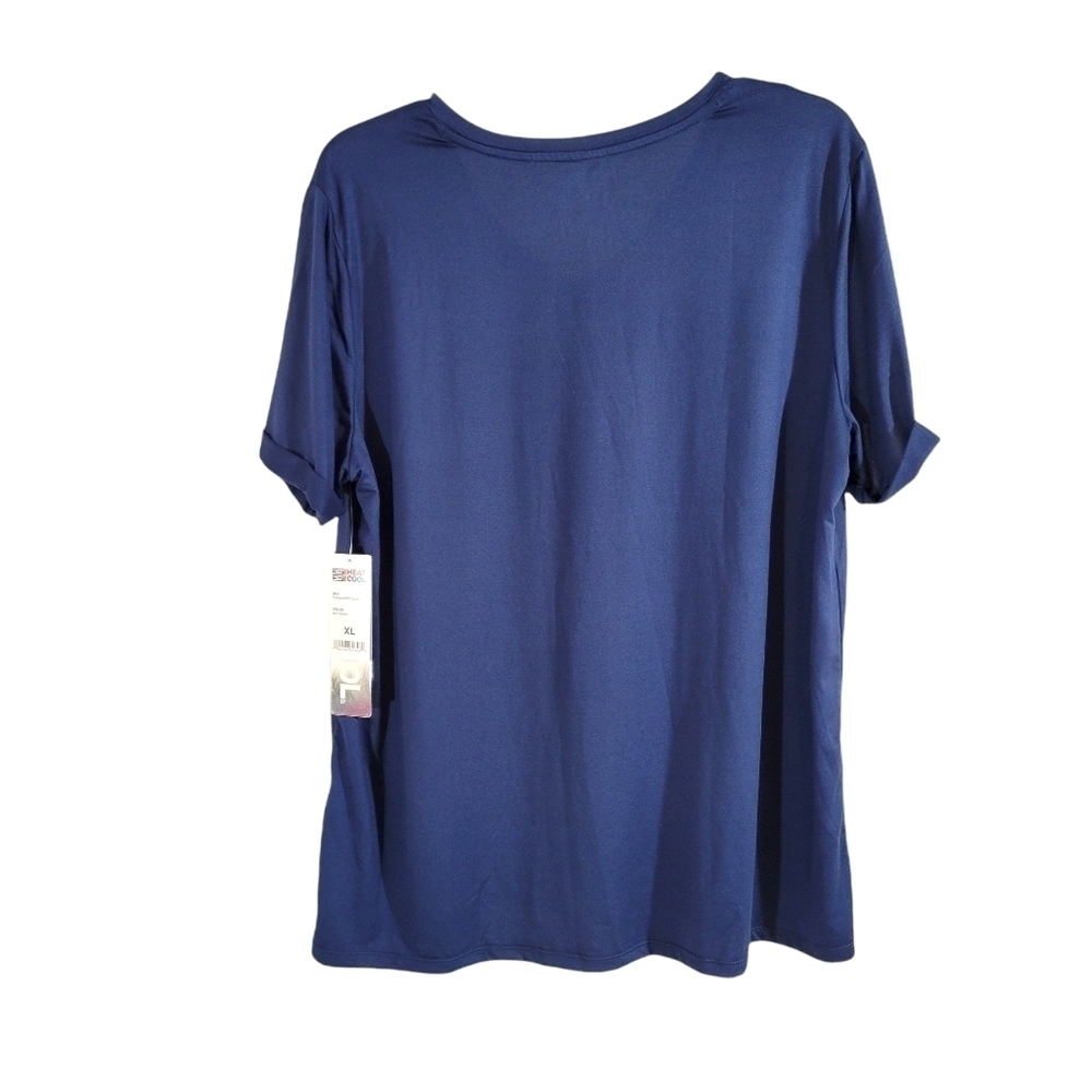 NWT 32 Degrees Blue V-Neck Workout Cuffed Tee XL - Picture 3 of 6